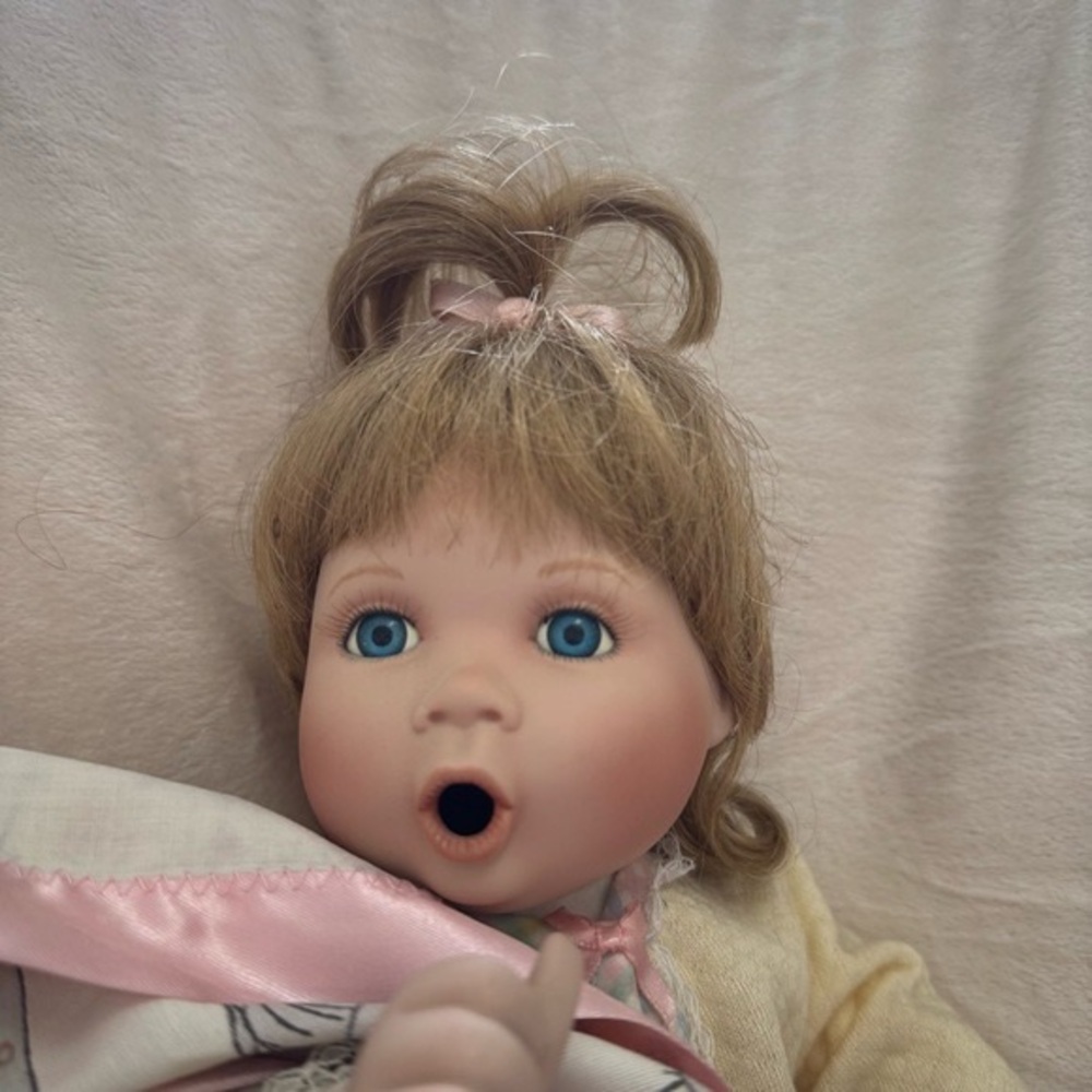 Vintage Baby Doll with Pink Ribbon and Lovey - Picture 4 of 7